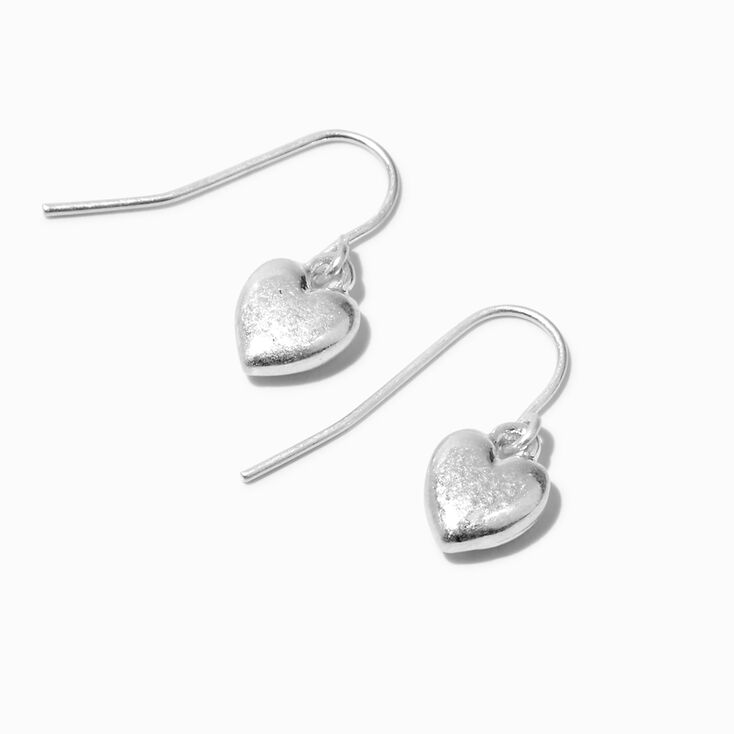 Silver Small Heart 0.5&quot; Drop Earrings,