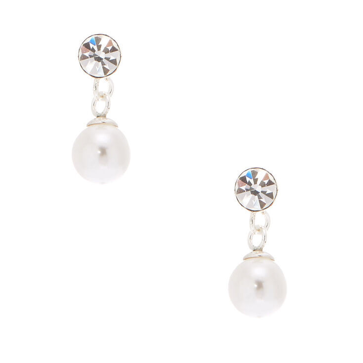 Sterling Silver 5MM Pearl Drop Earrings,