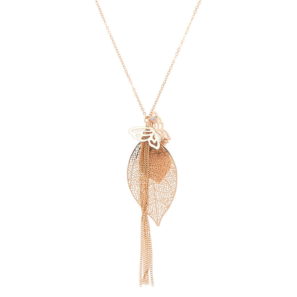 rose gold long pendant necklace