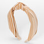 Nude &amp; White Striped Knotted Headband,