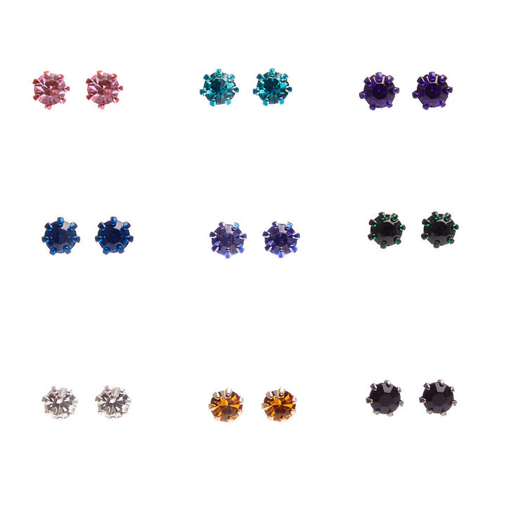 Colored Mini Crystal Stud Earrings,