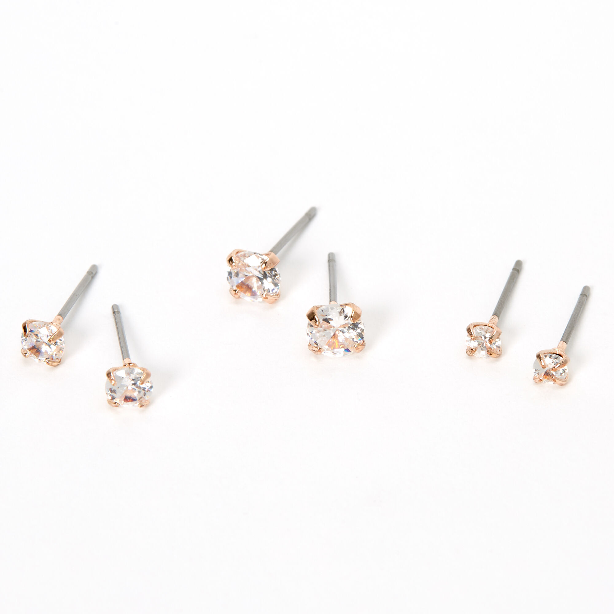 3mm rose discount gold stud earrings