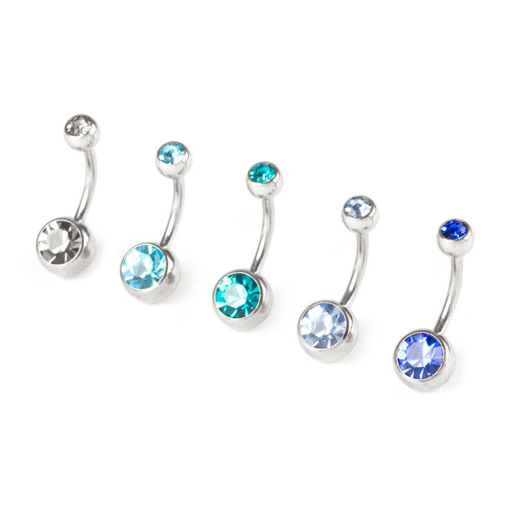 14G The Blues Crystal Belly Rings Set of 5,