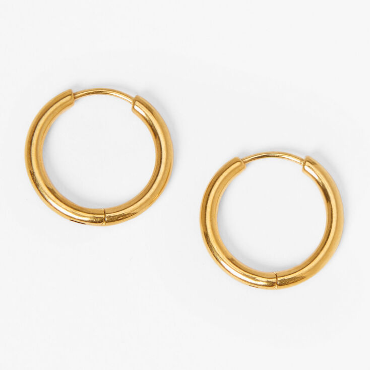 Gold Titanium 12MM Sleek Hoop Earrings | Icing US
