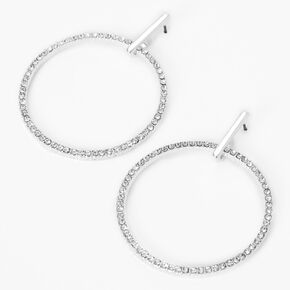 Silver 1.5&quot; Rhinestone Circle Drop Earrings,