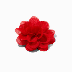 Red Rosette Flower Hair Clip,