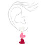 Pink Rubber Triple Hearts 1.5&quot; Drop Earrings,