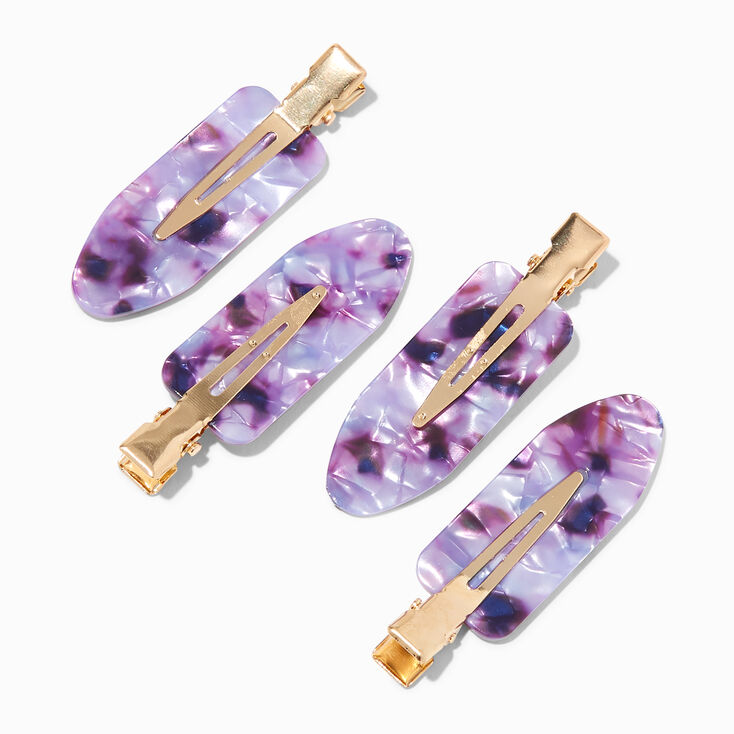 Purple Tortoiseshell No Crease Hair Styling Clips - 4 Pack,