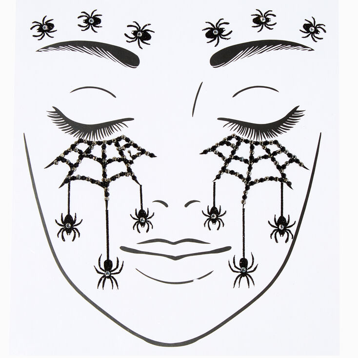Crystal Spiders &amp; Webs Face Stickers,