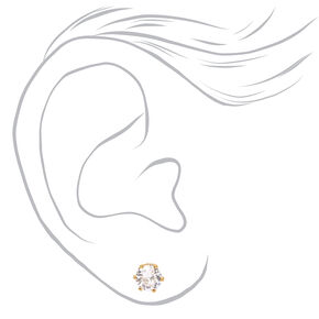 18kt Gold Plated Cubic Zirconia Cupcake Stud Earrings - 6MM,