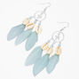Turquoise Feather 5&quot; Butterfly Drop Earrings,