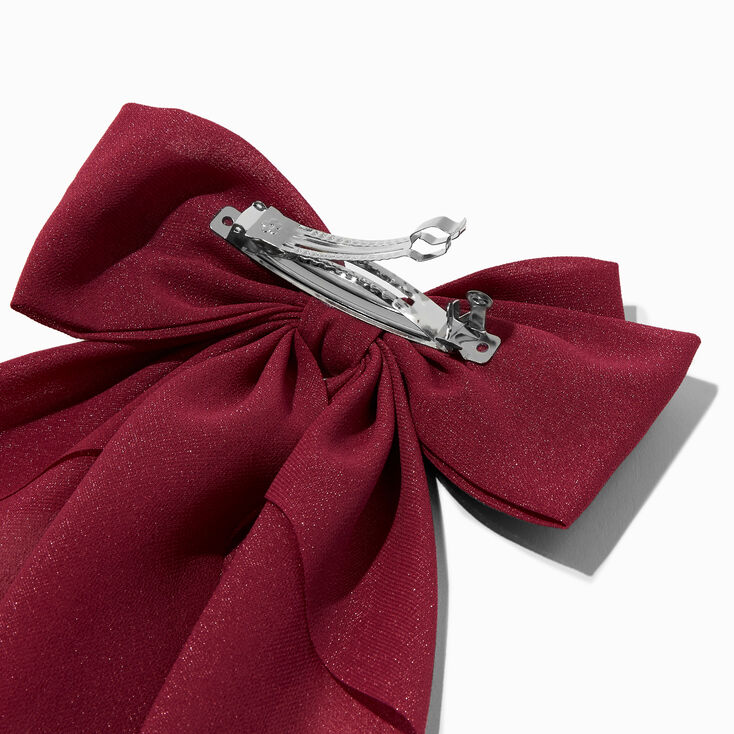 Raspberry Long Tail Hair Bow Clip,