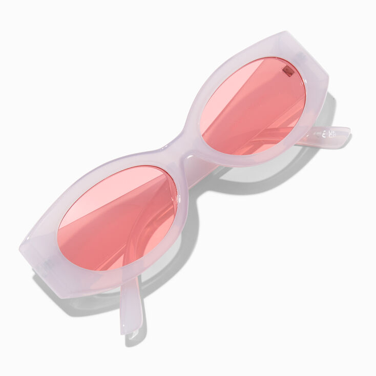 Frosted Pink Oval Sunglasses,