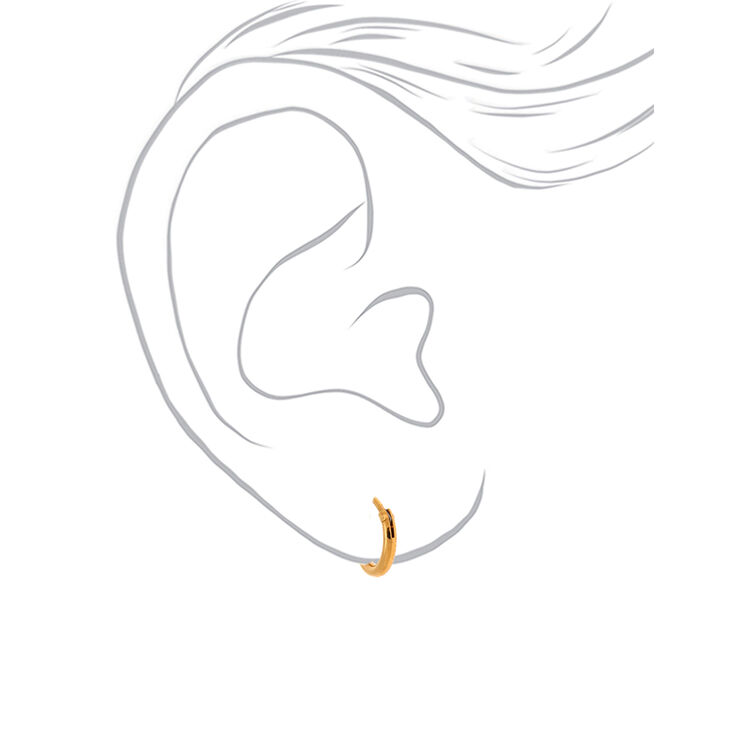 18kt Gold Plated 10MM Hinge Hoop Earrings,