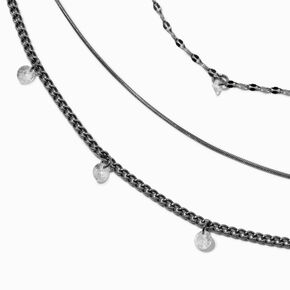Hematite Cubic Zirconia Confetti Multi-Strand Chain Necklace,