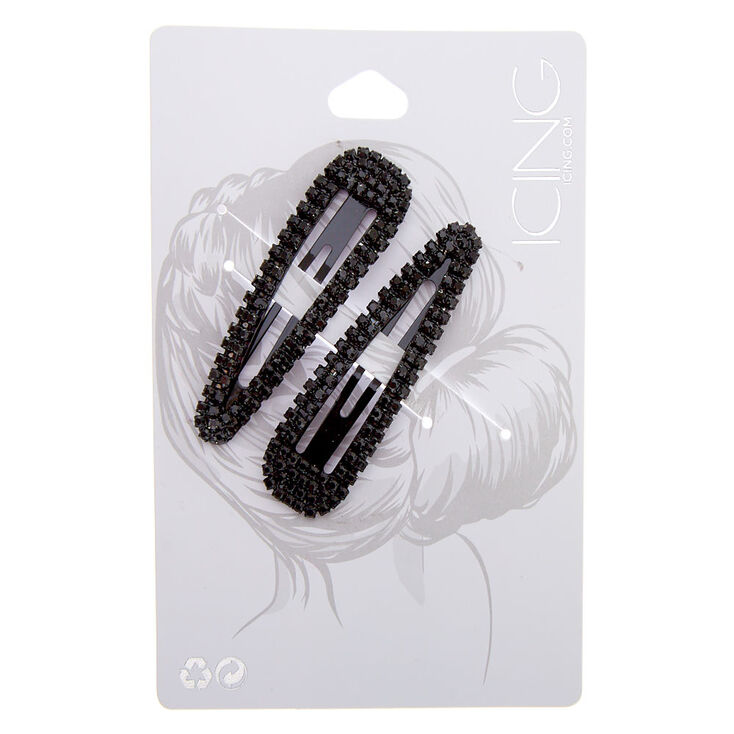 Black Rhinestone Snap Clips - 2 Pack,
