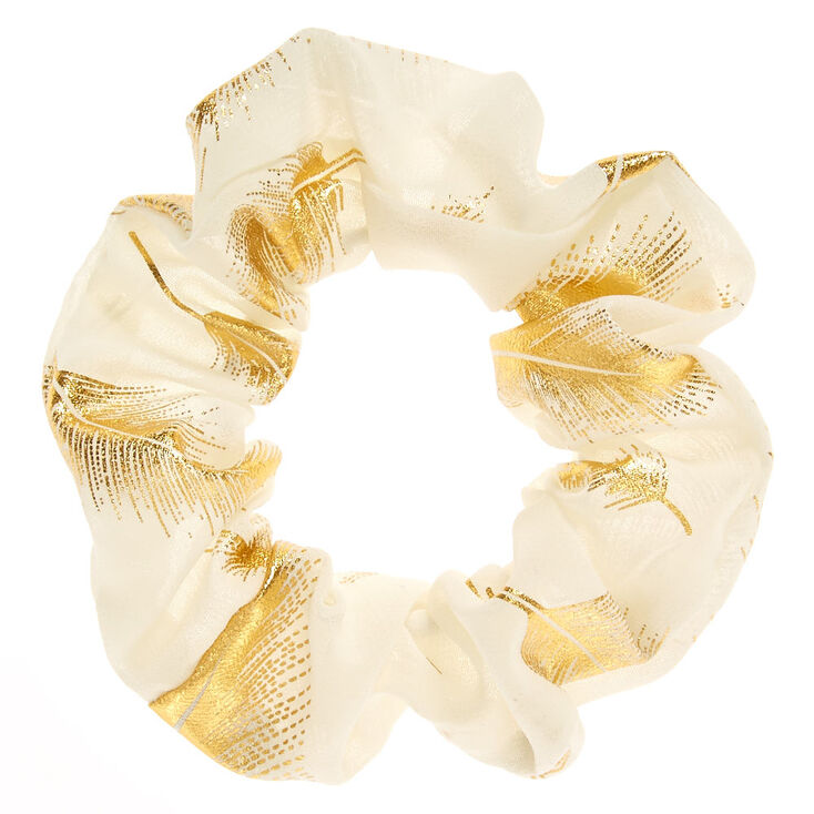 Medium Gold Leaf Hair Scrunchie - Ivory,