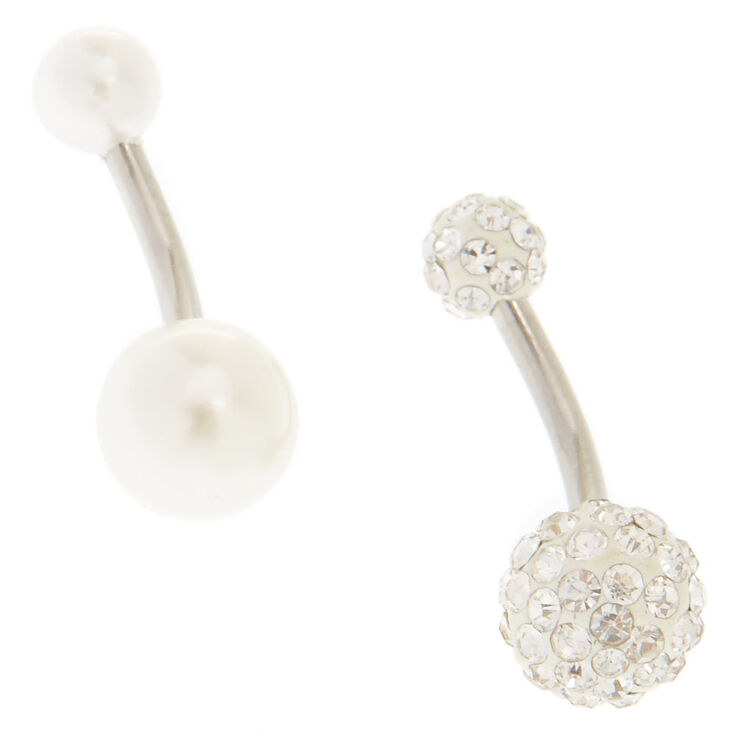 Pearl Fireball Crystal Belly Bar,