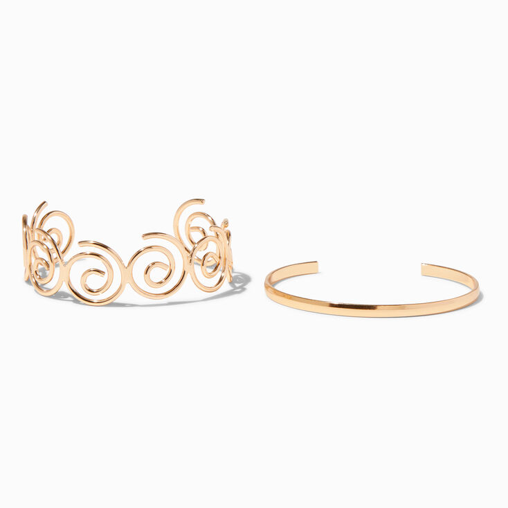 Gold-tone Swirl Cuff Bracelet Set - 2 Pack,