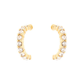 18kt Gold Plated Glass Stone Half Hoop Earrings,