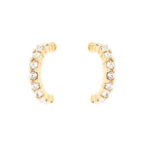 18kt Gold Plated Glass Stone Half Hoop Earrings,