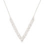 Silver Rhinestone Chevron Statement Necklace,