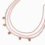 Gold-tone Pink Butterfly Multi-Strand Necklace ,