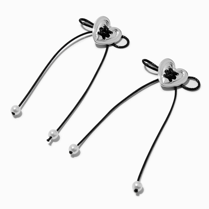 Black Heart Tie 3&quot; Drop Earrings,
