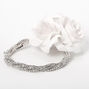 Silver Rhinestone Twisted Flower Corsage - White,