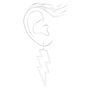 Silver Lightning Bolt Outline 2&quot; Drop Earrings,