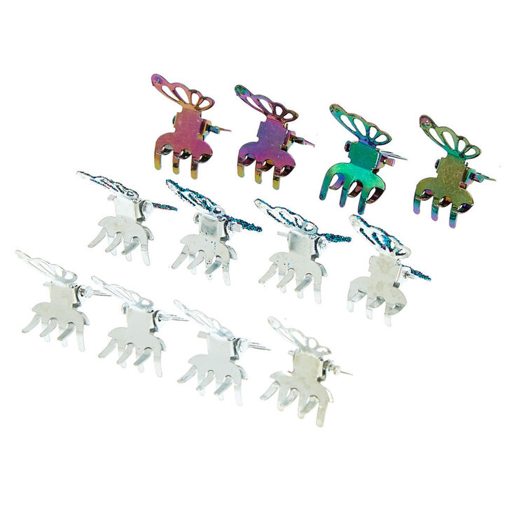 Glitter Anodized Butterfly Hair Claws - 12 Pack,