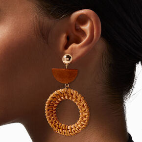 Gold Large Wicker 3&quot; Drop Earrings,