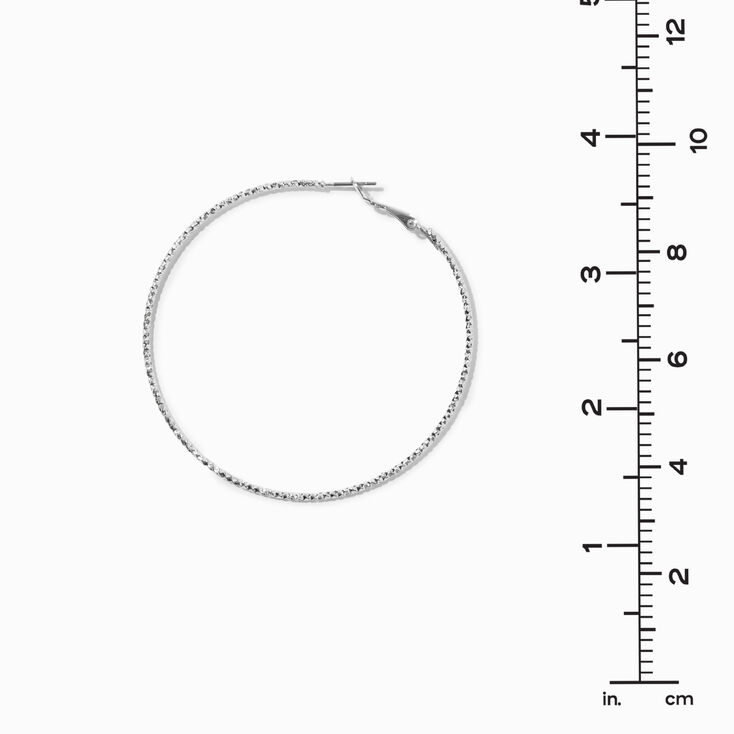 Silver-tone Textured Graduated Hoop Earrings - 3 Pack,