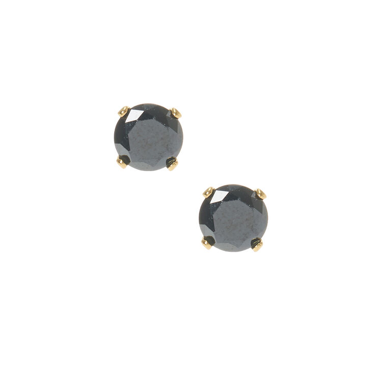 18kt Gold Plated Cubic Zirconia Black Studs,