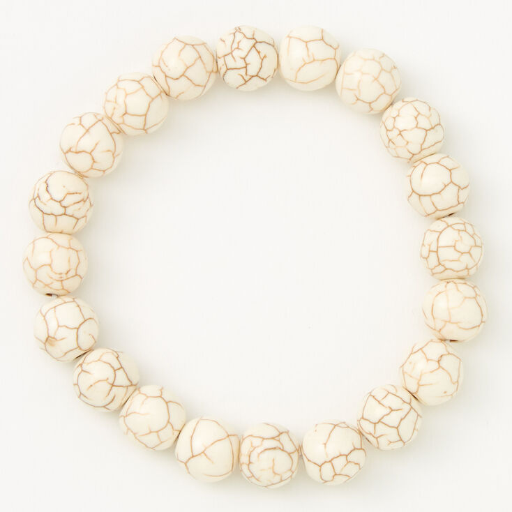 White Speckled Beaded Stretch Bracelet,