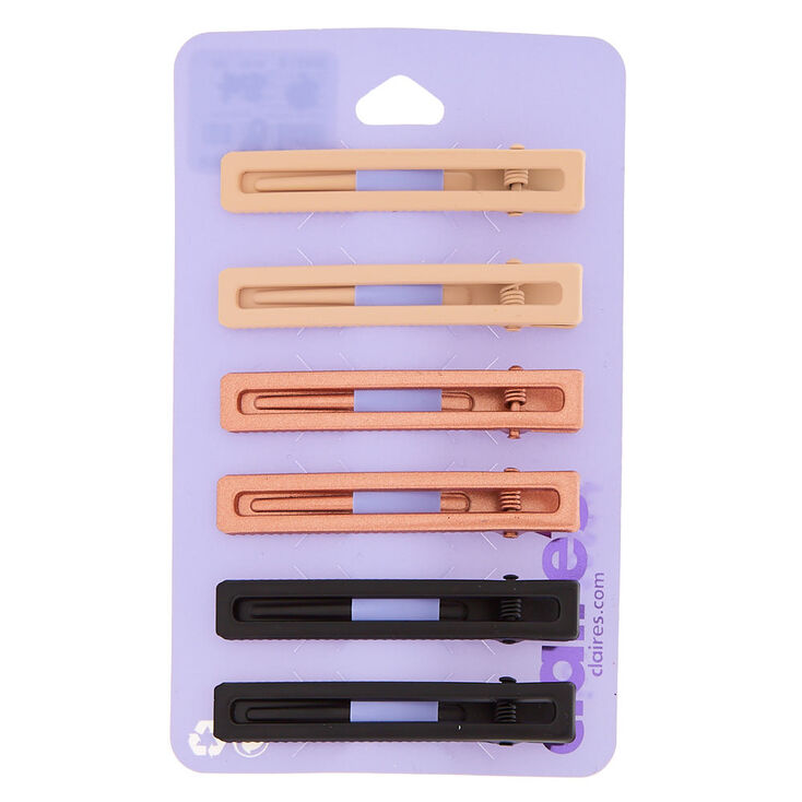 Rectangle Matte Neutral Hair Clips - 6 Pack,