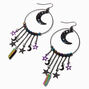 Crescent Moon Chain Fringe 4&quot; Drop Earrings,