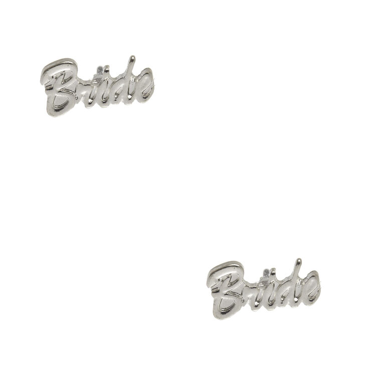 Silver Tone Bride Stud Earrings,