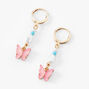 Gold 15MM Pink Butterfly Huggie Hoop Earrings,
