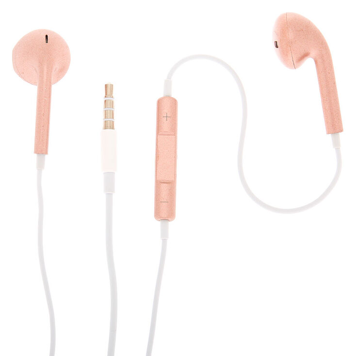 Metallic Earbuds with Mic - Rose Gold,