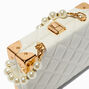 Quilted Trunk-Shaped White Crossbody Purse,