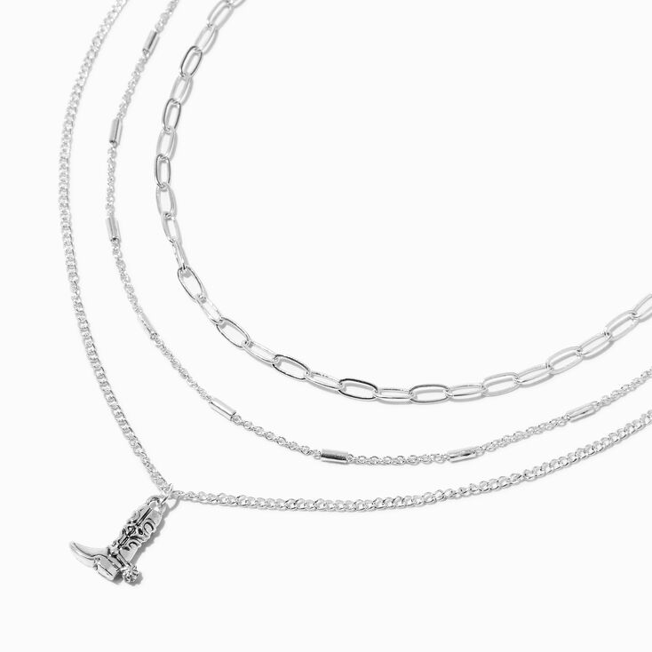 Silver-tone Cowboy Boot Multi-Strand Necklace,