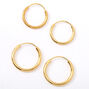 18ct Gold Plated 10MM &amp; 12MM Hoop Earrings Set,