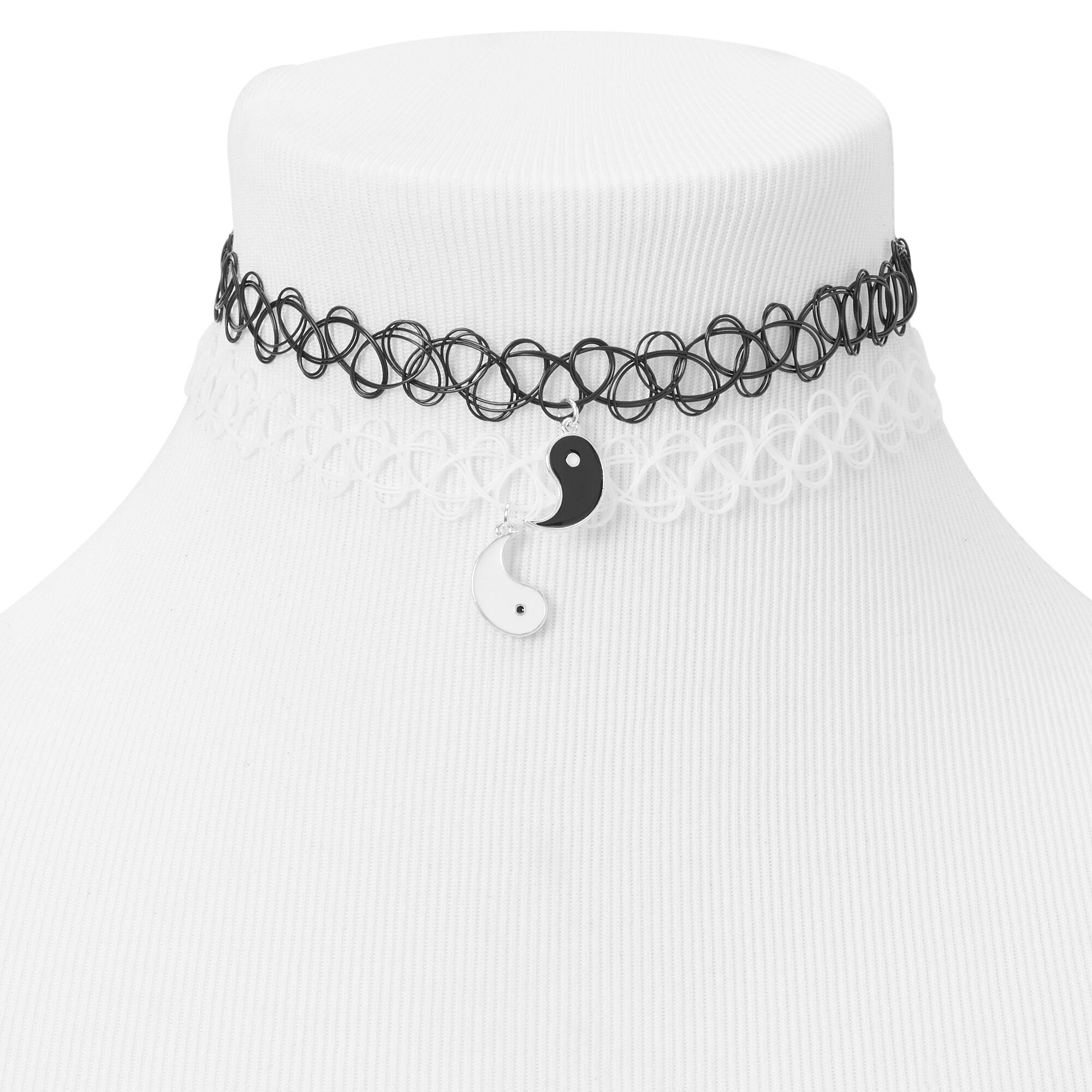 Best Friends Yin Yang Black White Tattoo Choker Necklaces 2