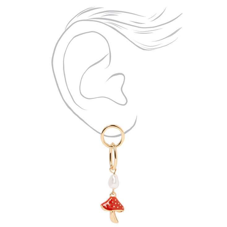 Gold 2&#39;&#39; Mushroom Drop Earrings,