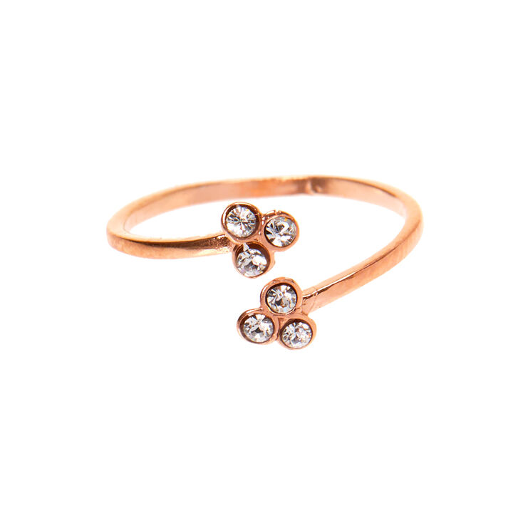 Sterling Silver Rose Gold Open Crystal Toe Ring,