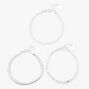 Silver Pearl Snake Chain Bracelets - 3 Pack,