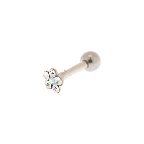 Silver 16G Iridescent Flower Tragus Stud Earring,