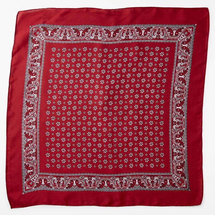 Floral Paisley Silky Bandana Headwrap - Burgundy,