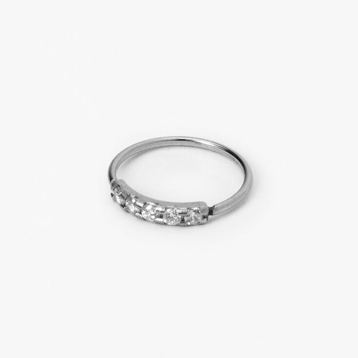 Stainless Steel 20G Crystal Hoop Nose Ring,
